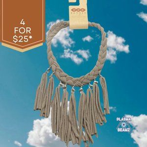 Banded Fringe & Silver Statement Necklace